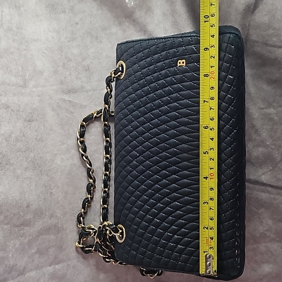 Bally Double Flap Navy Leather Gold Chain Crossbody Shoulder Bag Purse - Picture 13 of 15